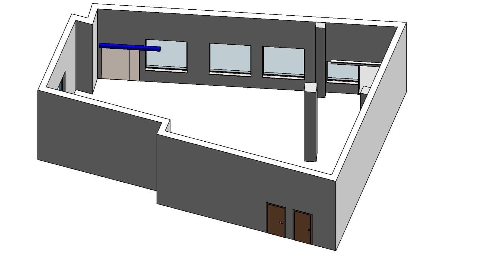 Plano 3D de la reforma de un local en Dénia elaborado por KAS Reformas antes de la obra